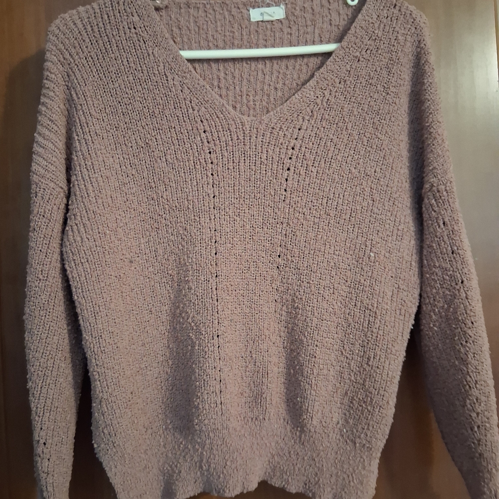 Women's V-Neck Sweater - Pink